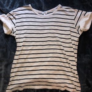 Striped short sleeve/cuffed black/white t-shirt